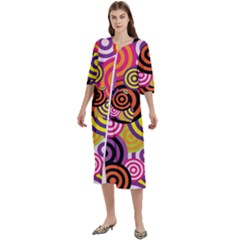 Abstract Circles Background Retro Women s Cotton 3/4 Sleeve Nightgown by Ravend