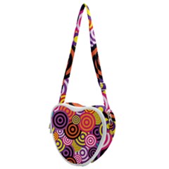 Abstract Circles Background Retro Heart Shoulder Bag by Ravend