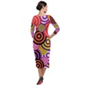 Abstract Circles Background Retro Quarter Sleeve Midi Velour Bodycon Dress View2