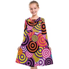 Abstract Circles Background Retro Kids  Midi Sailor Dress by Ravend