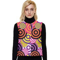 Abstract Circles Background Retro Women s Button Up Puffer Vest by Ravend