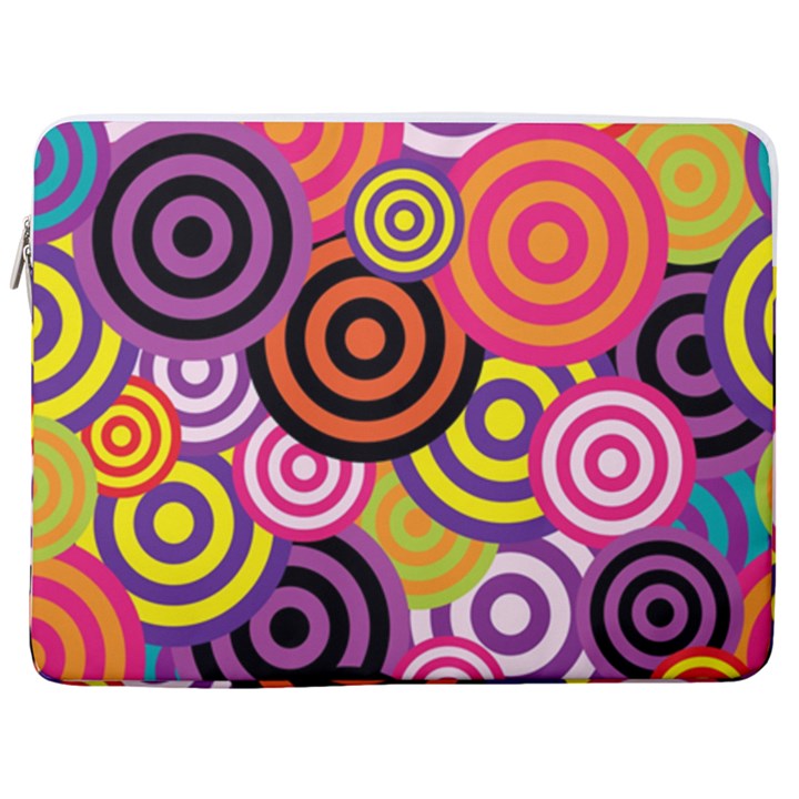 Abstract Circles Background Retro 17  Vertical Laptop Sleeve Case With Pocket