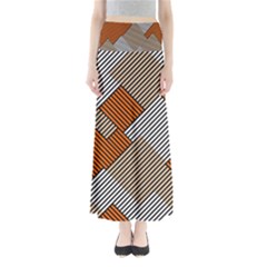 Abstract Pattern Line Art Design Decoration Full Length Maxi Skirt by Ravend