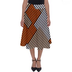 Abstract Pattern Line Art Design Decoration Perfect Length Midi Skirt by Ravend