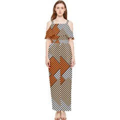 Abstract Pattern Line Art Design Decoration Draped Sleeveless Chiffon Jumpsuit by Ravend