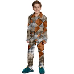 Abstract Pattern Line Art Design Decoration Kids  Long Sleeve Velvet Pajamas Set by Ravend