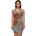 Abstract Pattern Line Art Design Decoration Sleeveless Wide Square Neckline Ruched Bodycon Dress View1