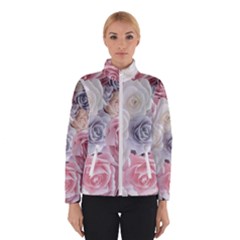 Pastel Rose  Flower Blue Pink White Women s Bomber Jacket