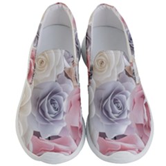 Pastel Rose  Flower Blue Pink White Men s Lightweight Slip Ons by Cemarart