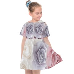 Pastel Rose  Flower Blue Pink White Kids  Sailor Dress by Cemarart