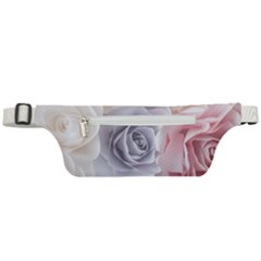 Pastel Rose  Flower Blue Pink White Active Waist Bag by Cemarart