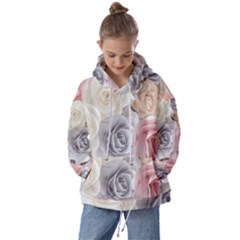 Pastel Rose  Flower Blue Pink White Kids  Oversized Hoodie