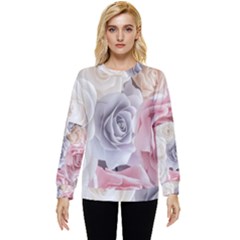 Pastel Rose  Flower Blue Pink White Hidden Pocket Sweatshirt by Cemarart