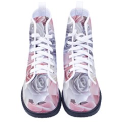 Pastel Rose  Flower Blue Pink White Kid s High-top Canvas Sneakers by Cemarart