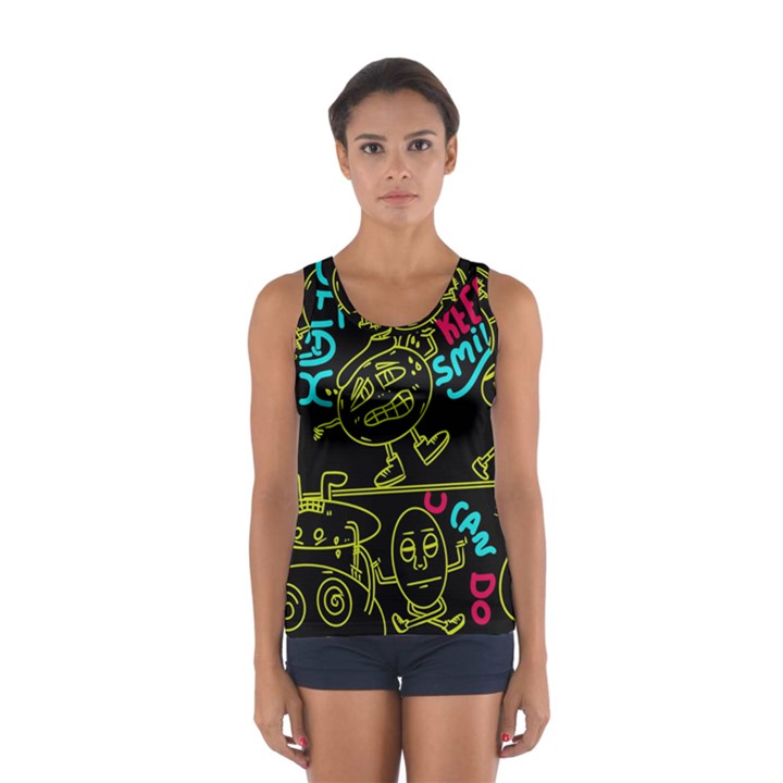 Keep Smiling Doodle Sport Tank Top 