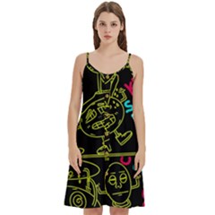 Keep Smiling Doodle Women s Spaghetti Strap Pullover Cami Dress by Cemarart