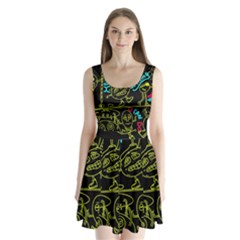 Keep Smiling Doodle Split Back Mini Dress  by Cemarart