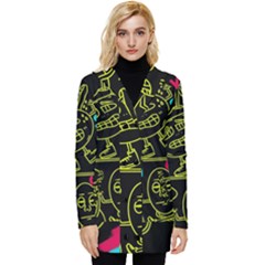 Keep Smiling Doodle Button Up Hooded Coat  by Cemarart