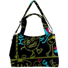 Keep Smiling Doodle Double Compartment Shoulder Bag by Cemarart