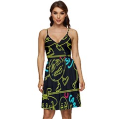 Keep Smiling Doodle V-neck Pocket Summer Dress  by Cemarart