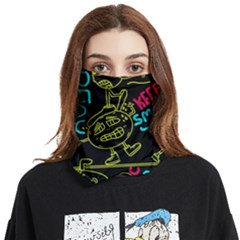 Keep Smiling Doodle Face Covering Bandana (two Sides)