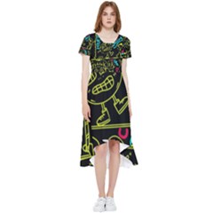 Keep Smiling Doodle High Low Boho Dress by Cemarart