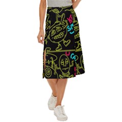 Keep Smiling Doodle Midi Panel Skirt