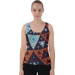 Fractal Triangle Geometric Abstract Pattern Velvet Tank Top by Cemarart