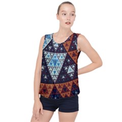 Fractal Triangle Geometric Abstract Pattern Bubble Hem Chiffon Tank Top by Cemarart