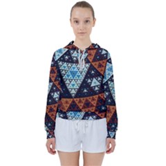 Fractal Triangle Geometric Abstract Pattern Women s Tie Up Sweat