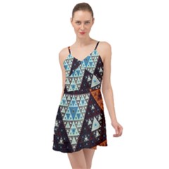 Fractal Triangle Geometric Abstract Pattern Summer Time Chiffon Dress by Cemarart