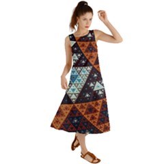 Fractal Triangle Geometric Abstract Pattern Summer Maxi Dress by Cemarart