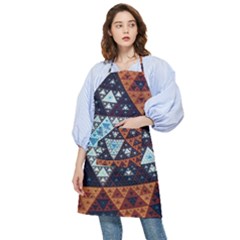 Fractal Triangle Geometric Abstract Pattern Pocket Apron by Cemarart