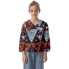 Fractal Triangle Geometric Abstract Pattern Kids  Sailor Shirt by Cemarart