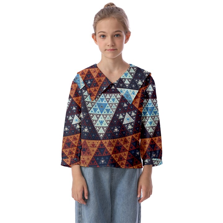 Fractal Triangle Geometric Abstract Pattern Kids  Sailor Shirt