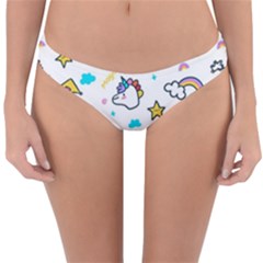 Unicorns Rainbows Seamless Pattern Reversible Hipster Bikini Bottoms by Bedest