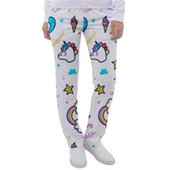 Unicorns Rainbows Seamless Pattern Women s Casual Pants by Bedest