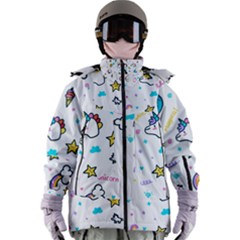 Unicorns Rainbows Seamless Pattern Women s Zip Ski And Snowboard Waterproof Breathable Jacket by Bedest