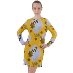 Art Pattern Design Background Long Sleeve Hoodie Dress