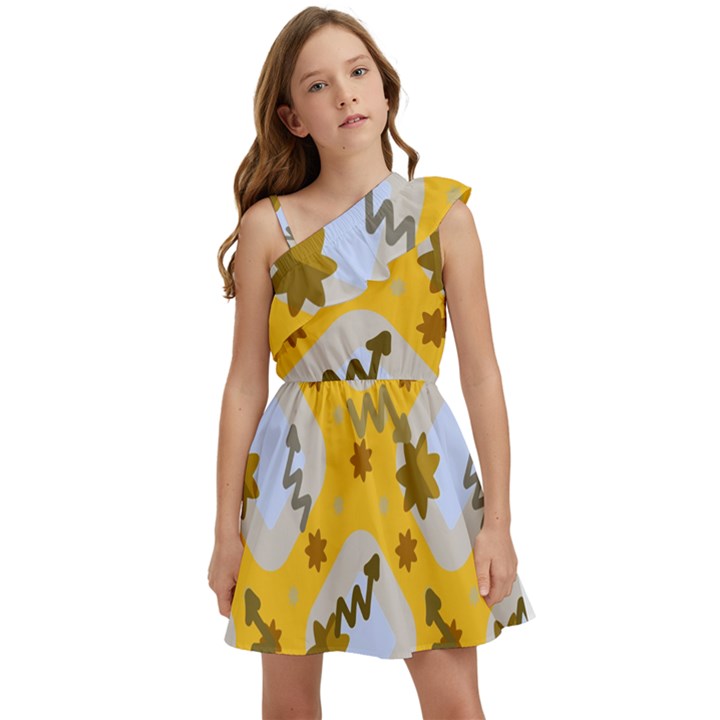 Art Pattern Design Background Kids  One Shoulder Party Dress