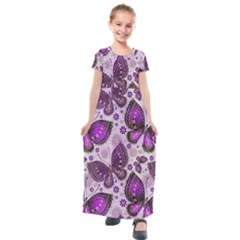 Butterflies Butterfly Insect Nature Kids  Short Sleeve Maxi Dress by Proyonanggan