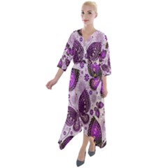 Butterflies Butterfly Insect Nature Quarter Sleeve Wrap Front Maxi Dress by Proyonanggan