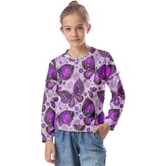 Butterflies Butterfly Insect Nature Kids  Long Sleeve T-shirt With Frill 