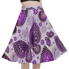 Butterflies Butterfly Insect Nature A-line Full Circle Midi Skirt With Pocket by Proyonanggan