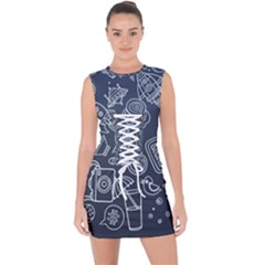 Internet Planet Drink Computer Lace Up Front Bodycon Dress by Proyonanggan