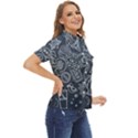 Internet Planet Drink Computer Women s Short Sleeve Double Pocket Shirt View2