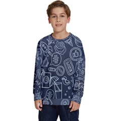 Internet Planet Drink Computer Kids  Crewneck Sweatshirt by Proyonanggan