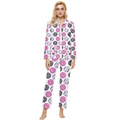 Pattern Seamless Design Decorative Womens  Long Sleeve Velvet Pocket Pajamas Set by Proyonanggan