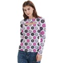 Pattern Seamless Design Decorative Women s Cut Out Long Sleeve T-Shirt View2