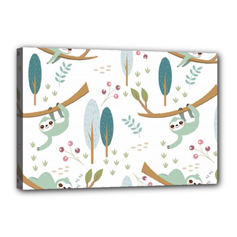 Pattern Sloth Woodland Canvas 18  X 12  (stretched) by Hannah976